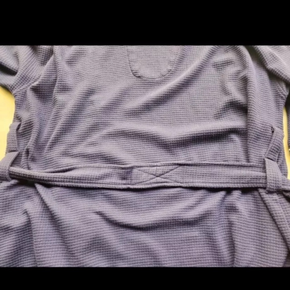 ROBE-IZOD-NAVY BLUE-WHITE TRIM-CLASSIC-ATTACHED TIE-LONG-WAFFLE-LONG SLEEVES - Picture 5 of 8